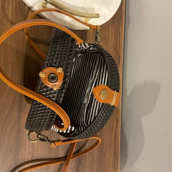 Anthropologie Lyra Rattan Crossbody Bag Adjustable Strap - Picture 5 of 7